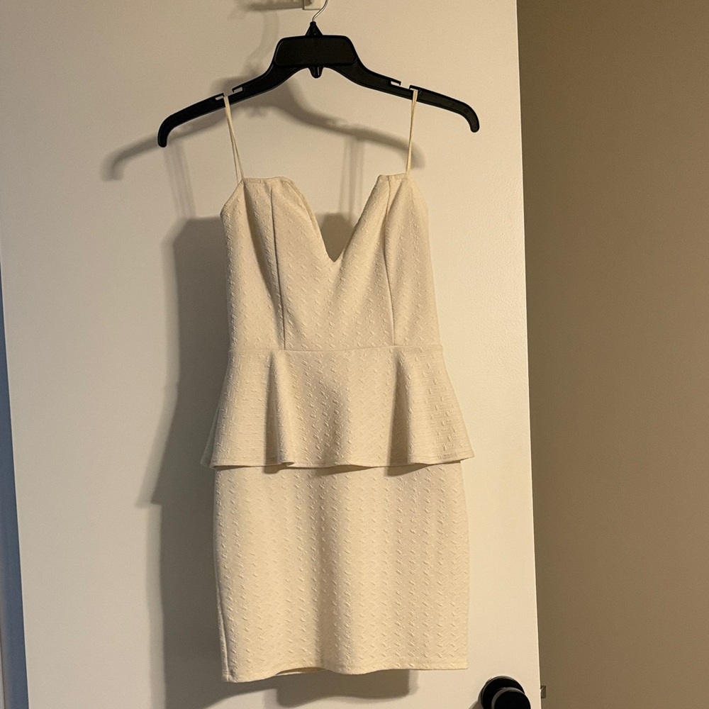 Deb Cream Peplum Mini Dress
